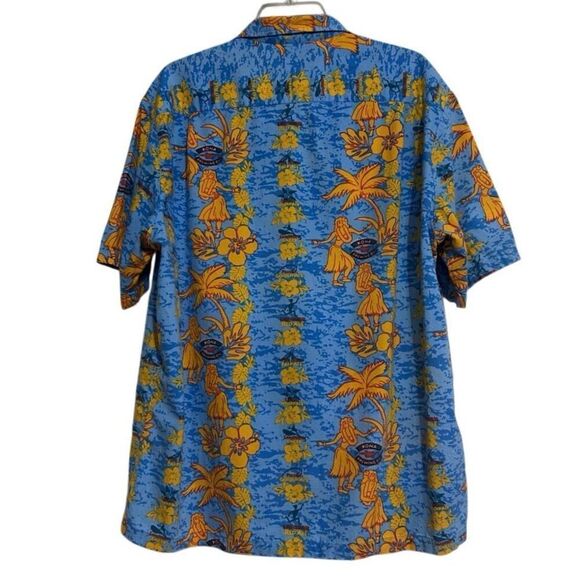 Vtg 90s UTY Apparel Hawaiian Shirt Mens XL Blue Yellow Button Front Short Sleeve - Picture 8 of 14